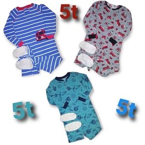 Toddler Boys Footed Pajamas Set of 3 Size 5T